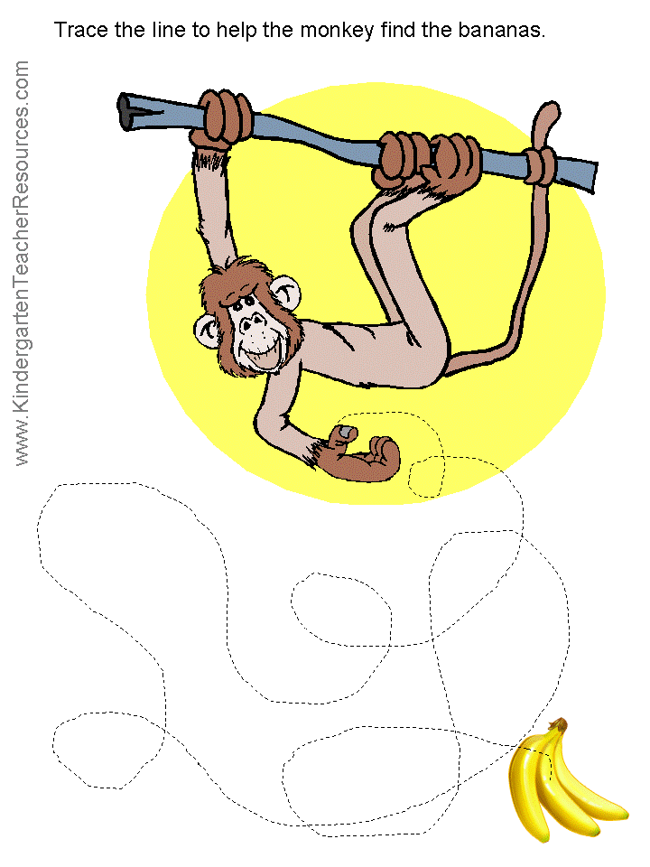 Monkey Worksheets and Coloring Pages